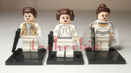 3 PRINCESS LEIA Star Wars Minifigures +Stands A New Hope Empire Strikes Back - £14.93 GBP