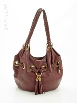 XLARGE MICHAEL KORS TASSEL SOFT BURGUNDY BRAIDED LEATHER SATCHEL! - $132.66