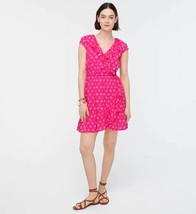 New J Crew Fuchsia Pink Ruffle Floral Print V-neck Flounce Hem A-line Dress Sz 6 - £38.98 GBP