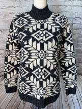 Lauren Ralph Lauren Hand Knit Worsted Wool Sweater Grey Aztec Snowflake S - $454.55 MXN