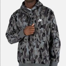 NWT men&#39;s size L-T large tall Nike NSW Fleece Grey Camo hoody LT CU4339-010 - $61.74