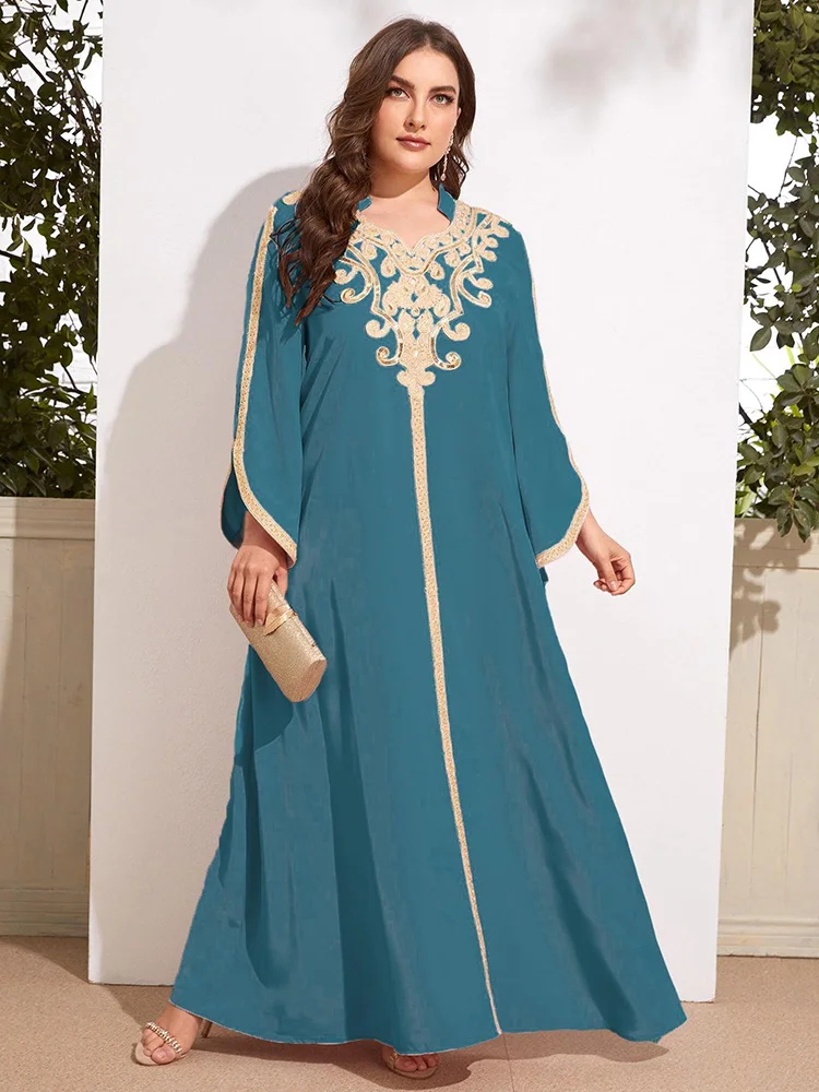 TOLEEN Women Elegant Plus Size Large Maxi Dress 2023 Spring Long Sleeve Muslim T - £77.29 GBP