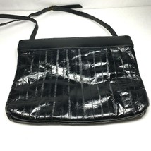 Vintage 1960s Eel Skin Clutch Black Eel leather made in Korea Purse with Strap - £33.77 GBP
