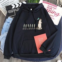  lady hooded sweatshirts funny cat and fish long sleeve hoodie pullover warm women tops thumb200