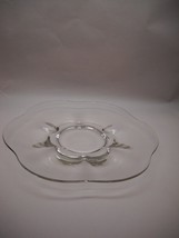 GLASS Round Serving Tray SCALLOPED Edged Slight INDENTIONS in CENTER Flower - £36.08 GBP