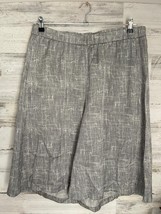 Eileen Fisher Shorts Women’s Silk Culottes Pants Gray White Elastic - $24.69