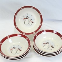 Royal Seasons Snowman Christmas Soup Bowls 6.75&quot; Lot of 8 - £28.19 GBP