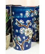Blue Midnight Cherry Blossoms Ceramic Travel Mug Cup 14oz With Lid Hot O... - £16.72 GBP