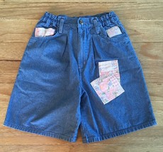 Vintage LEVI&#39;s Hi Rise Shorts Light Denim Chambray Patches Girls Size 10 - $39.00