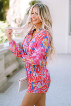 Multicolor Bold Graffiti Print Shirt Button Romper - $290.91 MXN