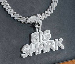 2.10CT Round Simulated Diamond BIG SHARK Customize Pendent 925 Sterling Silver - £168.71 GBP