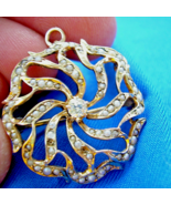 Earth mined Diamond Antique Brooch Nouveau 14k Gold Pearl Pave Floral Pendant - $849.30