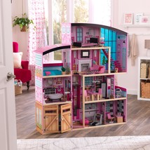 Wooden Dollhouse Kids Playhouse Girls Lights Sounds 30-Piece Accessory Set Wood - £244.92 GBP