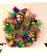 16&quot; Mardi Gras Tragedy  Jester Face Door Wreath - £23.53 GBP