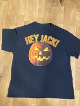 Vintage Y2K Mens XL Black Orange Jack-O-Lantern Halloween Hey Jack Pumpkin shirt - £10.96 GBP