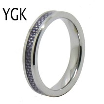 New Fashion Women Tungsten Ring For Girls purple blue pink Fiber inlay Silver Co - £22.94 GBP