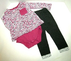 Girls 12 Month 2 Piece Shirt &amp; Pant Outfit Floral Long Sleeve Shirt With Legging - £9.32 GBP