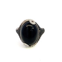Vtg Sign 925 Judith Ripka Sterling Oval Black Onyx with Accents Cocktail Ring 11 - £75.00 GBP