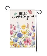ZRTR Hello Spring Garden Flag 12x18 Inch Double Sided Burlap Floral - $190.65 MXN