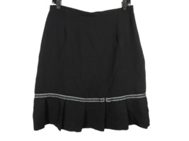 Vintage Michele Petite Black Pleated Hem Bow Detail Skirt Size 12 Petite - £15.61 GBP