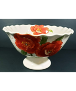 Maxcera Red Poppy Serving Bowl Footed With Ruffled Rim 11&quot; x 6&quot; - £21.26 GBP