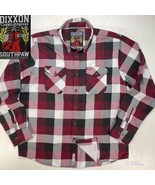 Dixxon Shirt Mens XL The Southpaw Flannel Maroon White Plaid Sold Out Bi... - £88.72 GBP