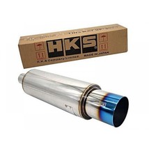 HKS HI-POWER BLUE EXHAUST MUFFLER Inlet 2.0&quot; Outlet 4.0&quot; TITANIUM FACE -... - £110.04 GBP