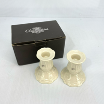 Nos Pair Of Oleg Cassini Ivory Porcelain Formal Candlestick Holders - £13.82 GBP