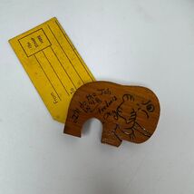 Vintage Wooden Elephant Figurine with Fredonia NY Postcard Tag Mail - $18.00