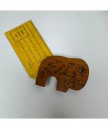 Vintage Wooden Elephant Figurine with Fredonia NY Postcard Tag Mail - $18.00