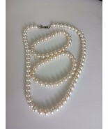 Faux Pearl 18&quot; Necklace With 2 7&quot; Faux Pearl Bracelet Set Signed RMN - $252.48 MXN