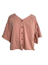 Chelsea &amp; Violet Womens Cropped Top Size XS Peach Bell Sleeves Button  - £11.64 GBP