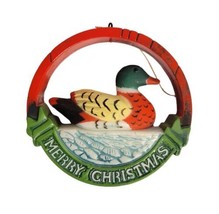 Merry Christmas Mallard Duck Ornament Hunting VTG Sportsman Hunter Decor Holiday - £6.22 GBP