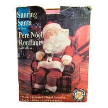 Vintage 1994 Snoring Santa In Red Plaid Chair Animated Voice Activated with Box - £25.83 GBP