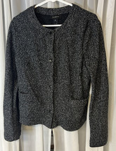 Talbots Cardigan Sweater Size 16 Black White Button Down Long Sleeve Crew - £10.66 GBP