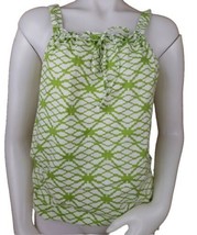prAna Sleeveless Top Womens S Green Print 100% Cotton Wide Straps Drawst... - $20.56