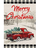 NEW Merry Christmas Outdoor Garden Flag w/ vintage pickup truck 12.5 x 1... - $7.95