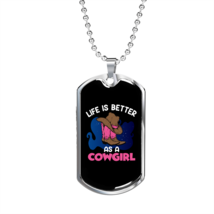 Life is Better as a Cowgirl Horse Necklace Stainless Steel or 18k Gold Dog Tag  - £37.53 GBP+