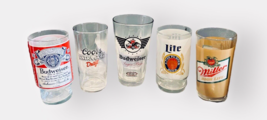 Set of 5 Beer Glasses Mint Cond (2) Budweiser, Coors Light, Miller &amp; Miller Lite - £11.50 GBP