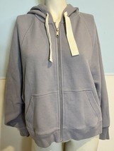 MWL Madewell Lavender Hooded Zip Front Waffle Weave Sweatshirt Size S - £18.62 GBP