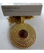 AVON BEADED TEXTURE NECKLACE Gold Tone Chunky Chain Large Pendant NOS Vi... - $32.24 CAD