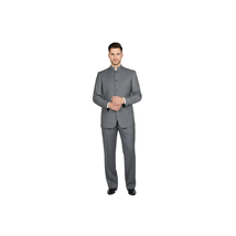 Men Apollo King Banded Collarless suit Mandarin 5 Button Wide leg M5-3 Gray New image 13