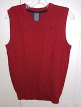 Izod Ladies Red 100% Cotton Knit V-NECK VEST-L(14/16)-NWOT-CABLE Down FRONT-NICE - £6.02 GBP