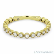 0.42ct Round Cut Diamond Wedding Band 14k Yellow Gold Stackable Anniversary Ring - £740.50 GBP