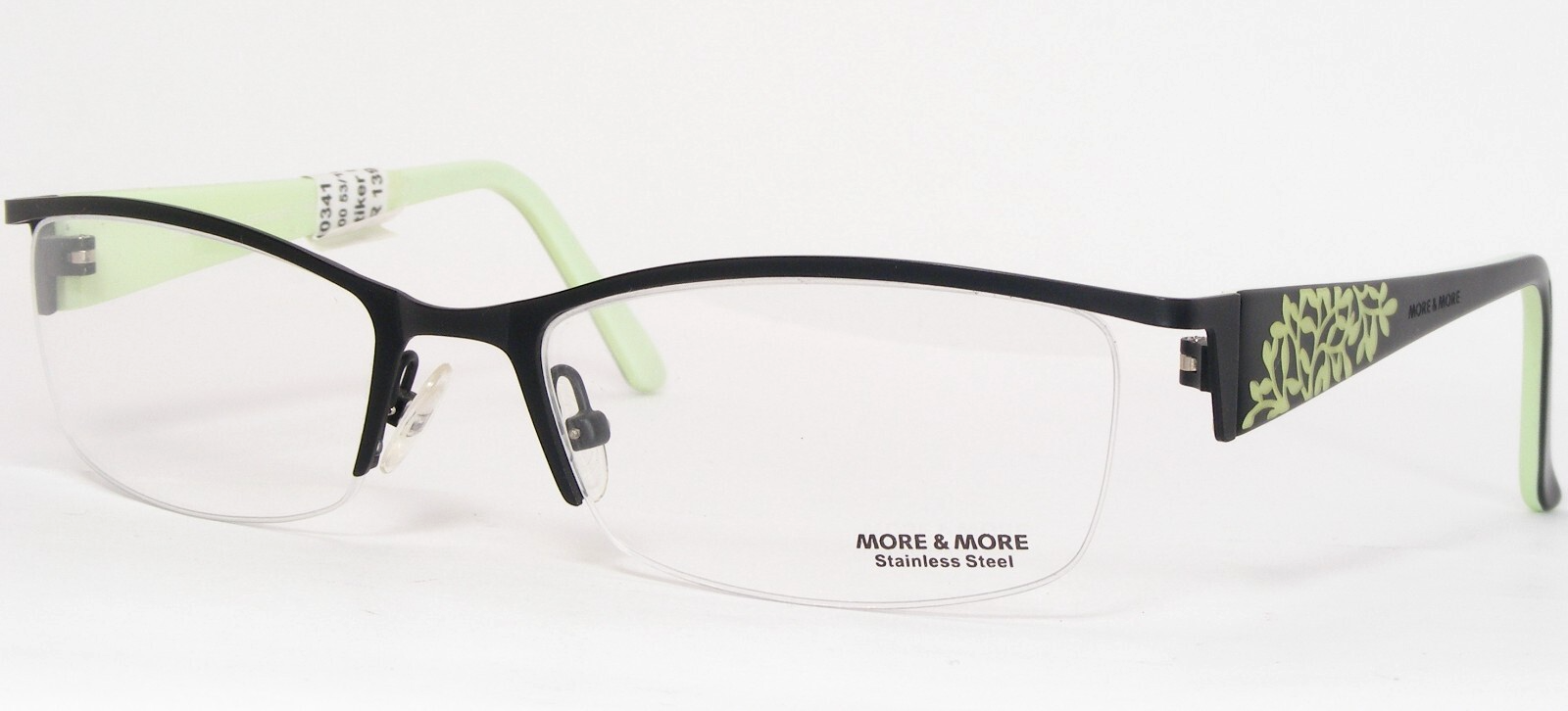 MORE &amp; MORE 52100 Negro Mate / Menta Verde Único Gafas 53-18-130mm Alemania - $86.13