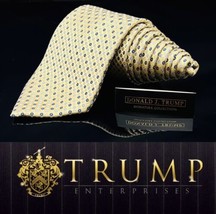 Donald Trump~ Signature Polka Dot Yellow Checker Signature Necktie Power Tie - £80.19 GBP