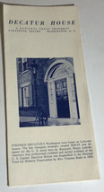 Vintage Decatur House Brochure Washington DC BR14 - £7.64 GBP