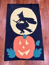 Vintage 90s Sewed Homemade Halloween Witch Pumpkin Outdoor Yard Flag Fall - £13.77 GBP