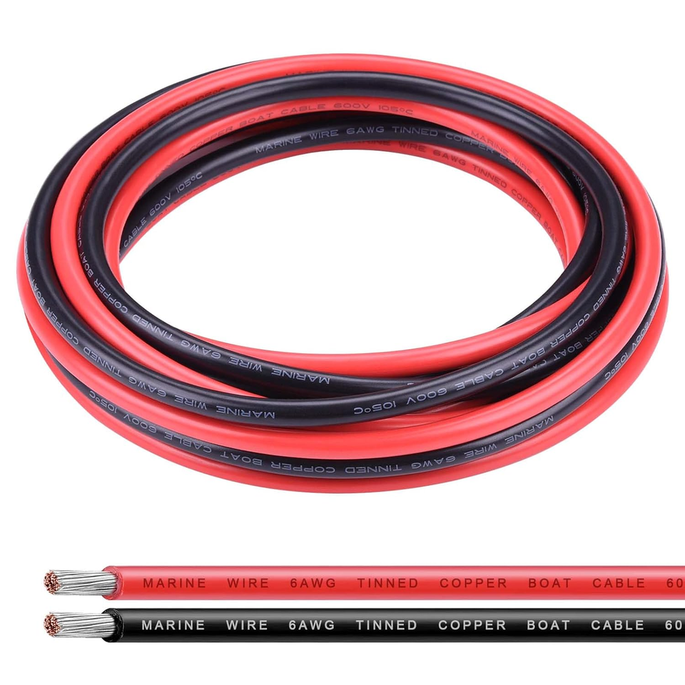 6 Gauge Wire,Igreely 10Ft Black & 10Ft Red 6 AWG Tinned Copper Electrical Wire - $43.55