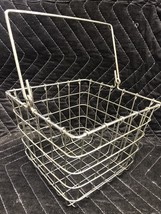 Silver wire mesh Basket W/ Bale flowers Veggies Multiple Uses 7”x7”x5” - £7.74 GBP